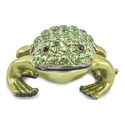 Bejeweled Green Frog Trinket Box & 18" Necklace – view 7