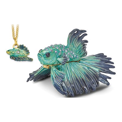 Betta Fish Pewter Trinket Box with 18" Necklace – view 5