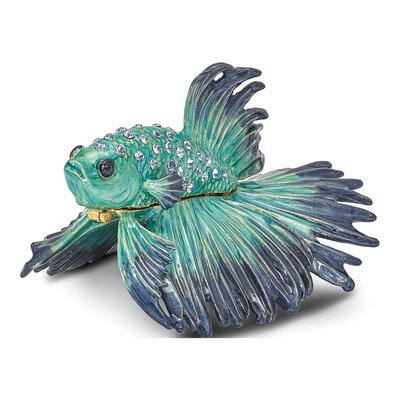 Betta Fish Pewter Trinket Box with 18" Necklace