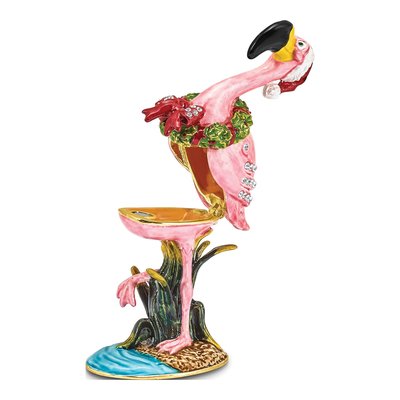 Pewter Flamingo Trinket Box & 18" Necklace – view 2