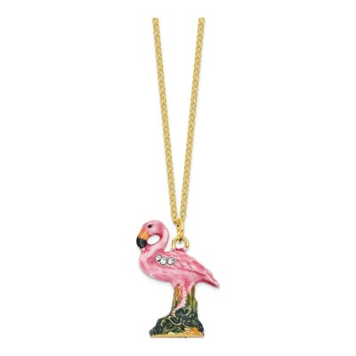 Pewter Flamingo Trinket Box & 18" Necklace – view 4