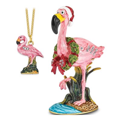 Pewter Flamingo Trinket Box & 18" Necklace – view 5