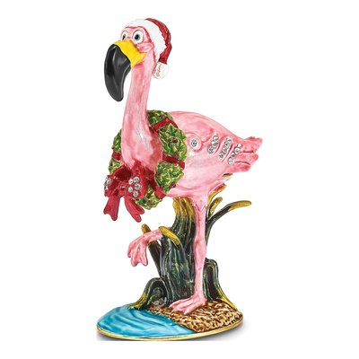 Pewter Flamingo Trinket Box & 18" Necklace