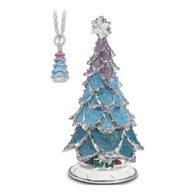 Arctic Blue Crystal Christmas Tree Trinket Box & Necklace – view 5