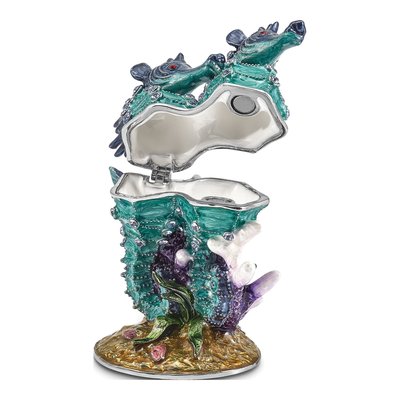Pewter Sea Horse Trinket Box with 18" Necklace – view 2