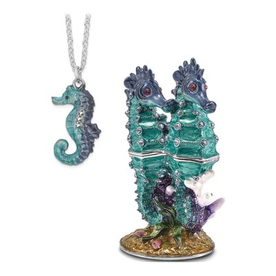 Pewter Sea Horse Trinket Box with 18" Necklace – view 5