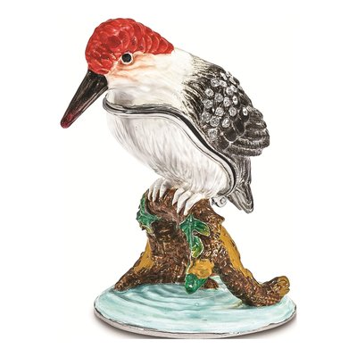 Pewter Woodpecker Trinket Box & Necklace Set