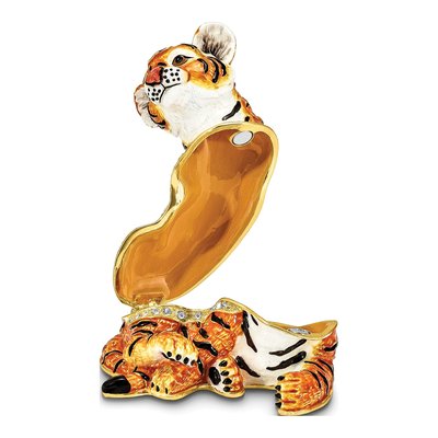 Pewter Tiger Trinket Box with 18" Necklace – view 2