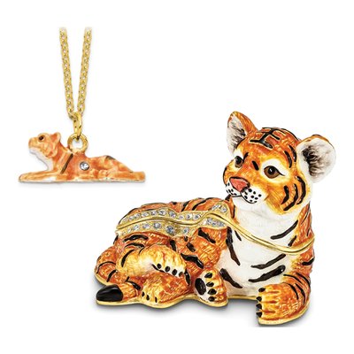 Pewter Tiger Trinket Box with 18" Necklace – view 5