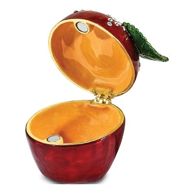 Pewter Apple Trinket Box with Necklace – view 2