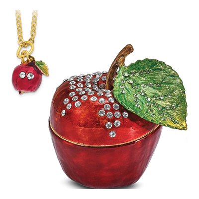 Pewter Apple Trinket Box with Necklace – view 5