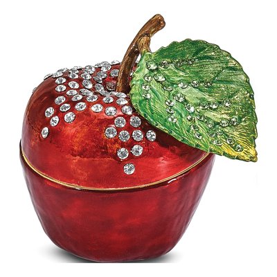 Pewter Apple Trinket Box with Necklace