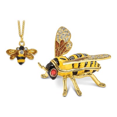 Pewter Bumblebee Trinket Box & Necklace Set – view 5