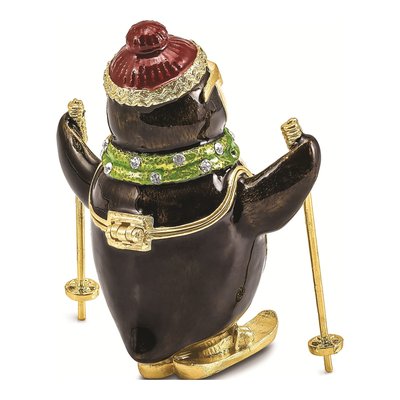 Bejeweled Skiing Penguin Trinket Box & Necklace – view 3
