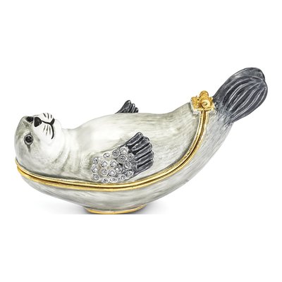 Bertram Seal Pewter Trinket Box with Necklace