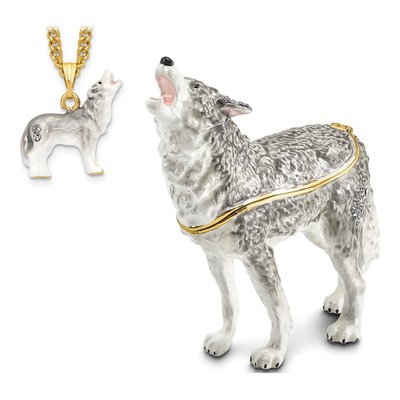 Pewter Wolf Trinket Box with 18" Necklace – view 5