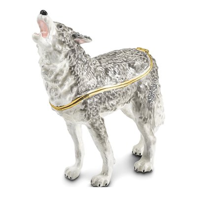 Pewter Wolf Trinket Box with 18" Necklace