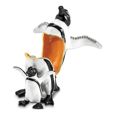 Pewter Penguin Trinket Box & 18" Necklace – view 2