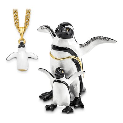 Pewter Penguin Trinket Box & 18" Necklace – view 5
