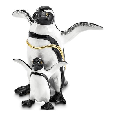 Pewter Penguin Trinket Box & 18" Necklace