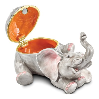 Pewter Elephant Trinket Box with Necklace – view 2