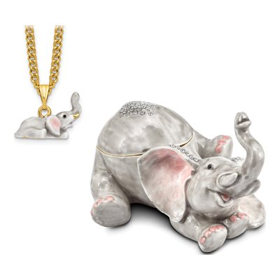 Pewter Elephant Trinket Box with Necklace – view 5