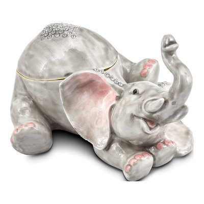 Pewter Elephant Trinket Box with Necklace