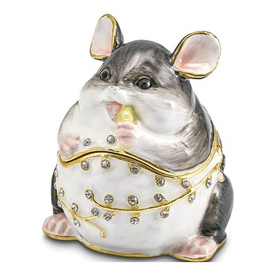 Pewter Uncle Joe Mouse Trinket Box & Necklace