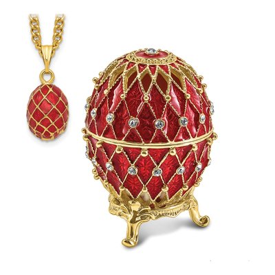 Pewter Bejeweled Valentine Trinket Box & Necklace – view 6