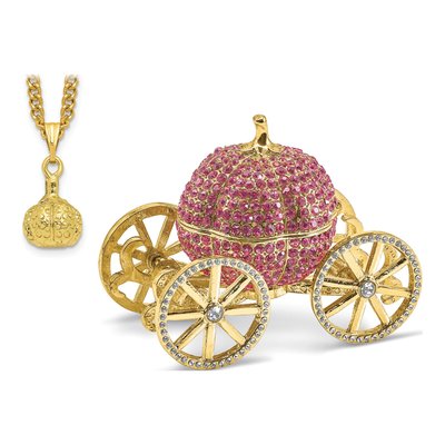 Pewter Pink Pumpkin Trinket Box with Necklace – view 6