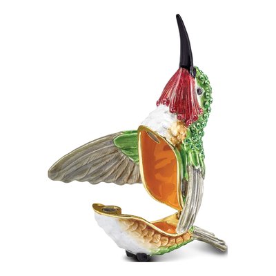 Pewter Hummingbird Crystal Trinket Box – view 2