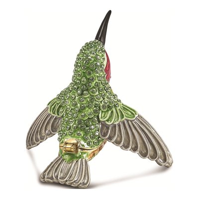 Pewter Hummingbird Crystal Trinket Box – view 3