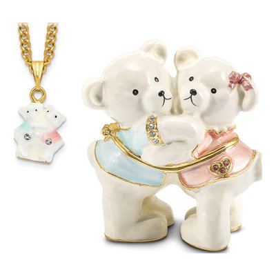 Pewter Teddy Bear Trinket Box & Necklace Set – view 5