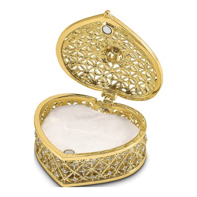 Pewter Crystal Heart Trinket Box with Necklace – view 2
