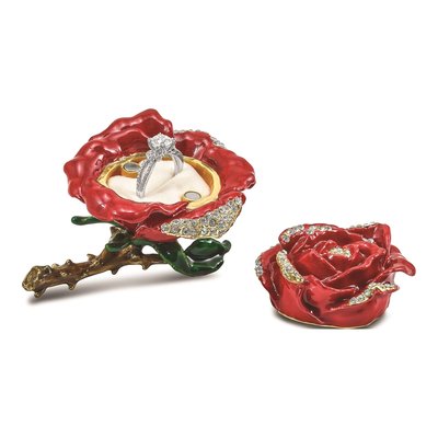 Pewter Rose Trinket Box with Ring Pad & Necklace – view 3