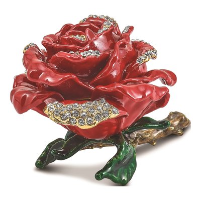 Pewter Rose Trinket Box with Ring Pad & Necklace – view 5