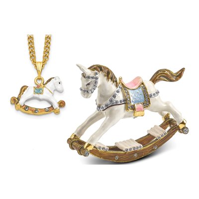 Pewter Rocking Horse Trinket Box & Necklace – view 5