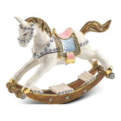 Pewter Rocking Horse Trinket Box & Necklace