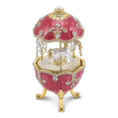 Musical Carousel Egg Figurine with 18in Necklace