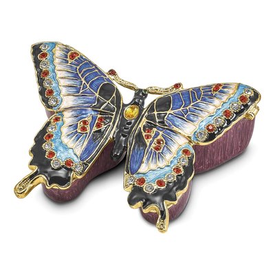 Jeannie Blue Butterfly Trinket Box & 18" Necklace