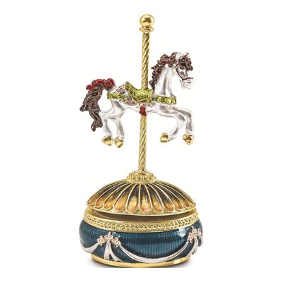 Pewter Carousel Horse Musical Figurine & Necklace – view 2