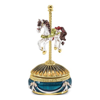 Pewter Carousel Horse Musical Figurine & Necklace