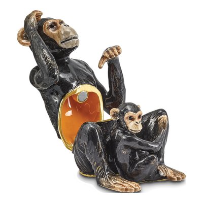 Pewter Chimpanzee Trinket Box with 18in Necklace – view 2