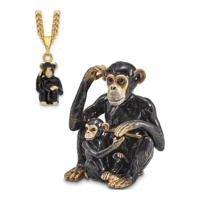 Pewter Chimpanzee Trinket Box with 18in Necklace – view 5