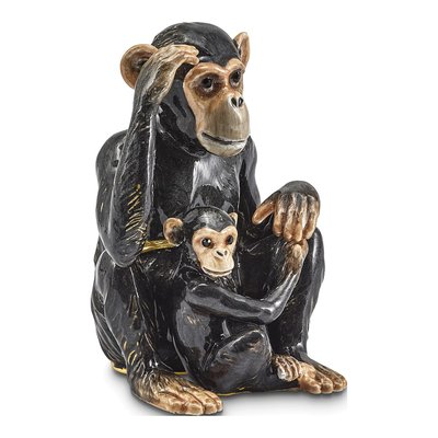 Pewter Chimpanzee Trinket Box with 18in Necklace
