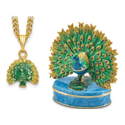 Peacock Trinket Box & Necklace Set – view 5