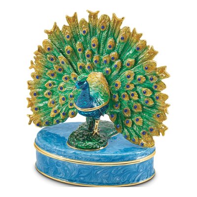 Peacock Trinket Box & Necklace Set