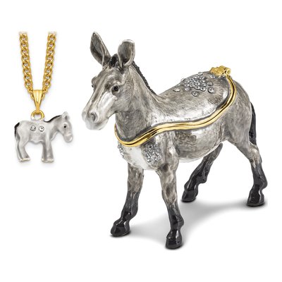Pewter Donkey Trinket Box with 18" Necklace – view 5
