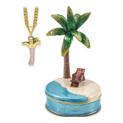 RELAX Palm Tree Trinket Box & 18" Necklace Set – view 5
