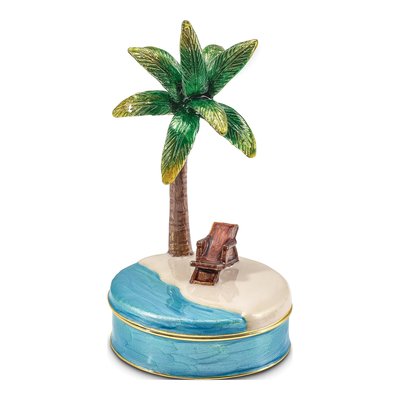 RELAX Palm Tree Trinket Box & 18" Necklace Set